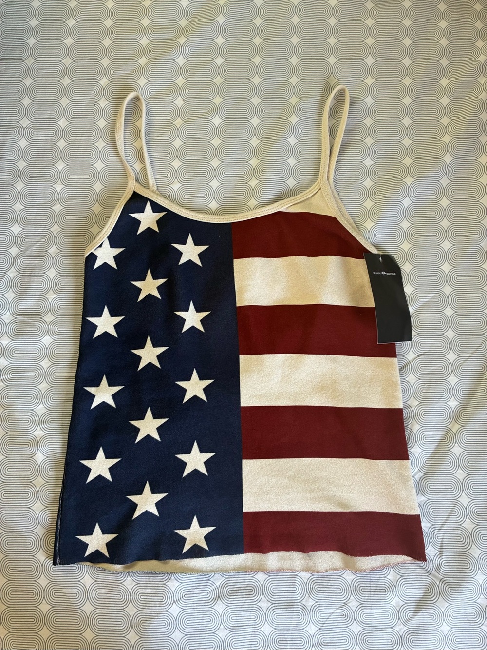 Brandy Melville American Flag Print Tank Top - Navy, Red, White